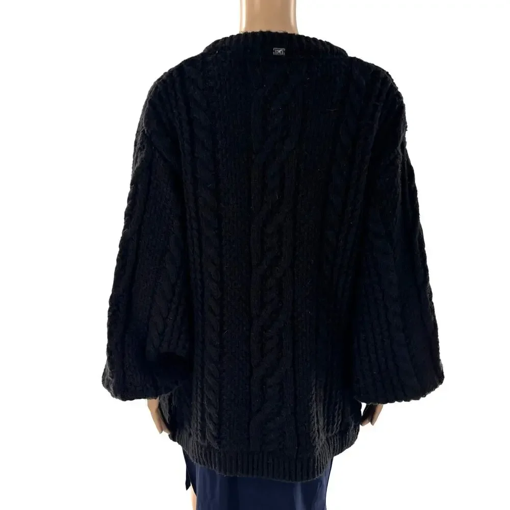For Love & Lemons Black Amaryllis Oversized Floral Button Down Cardigan